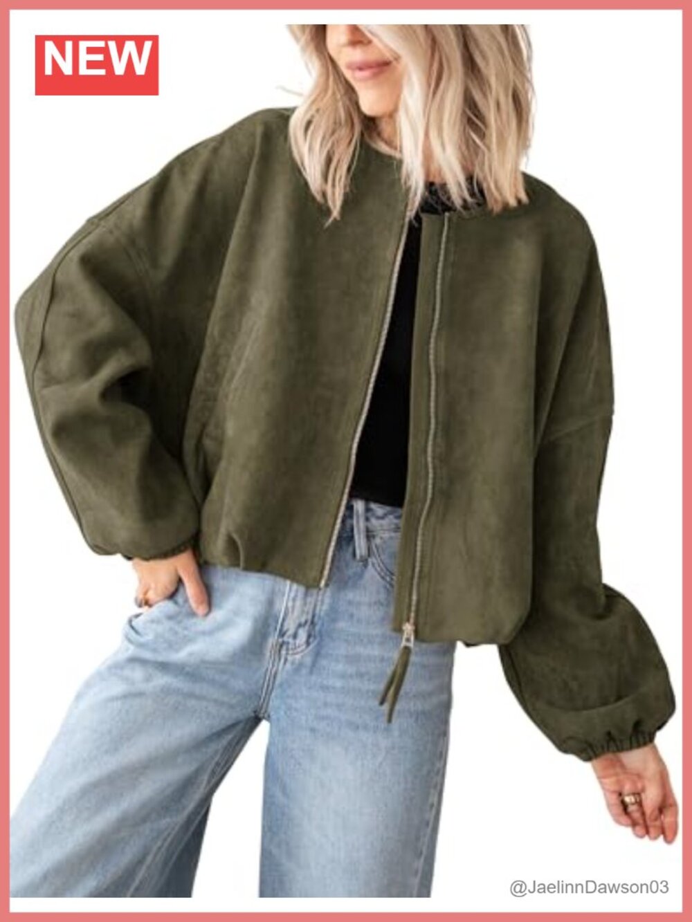 Faux Suede Bomber Jacket Cropped Zip Up Lightweight Women's Coat